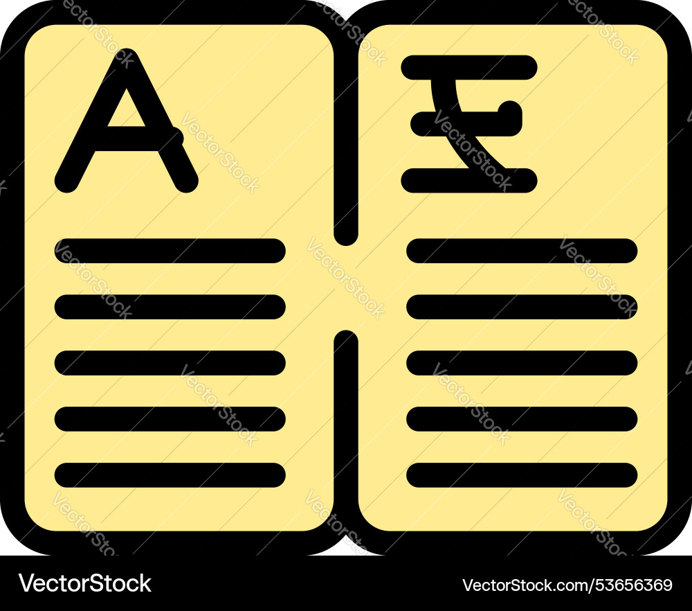 Open book showing different language translation Open book showing different language translation vector image