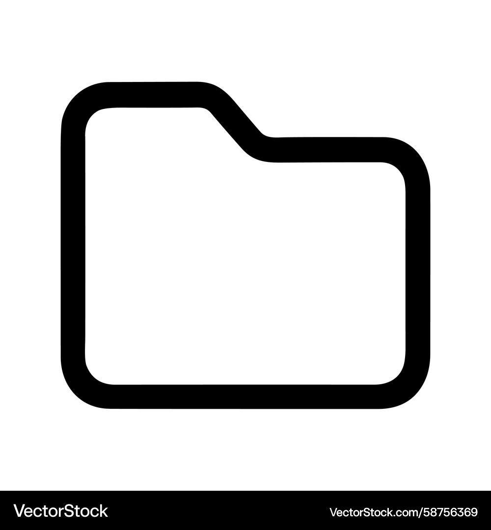 Rounded Folder Icon - Minimal Outline Vector Image