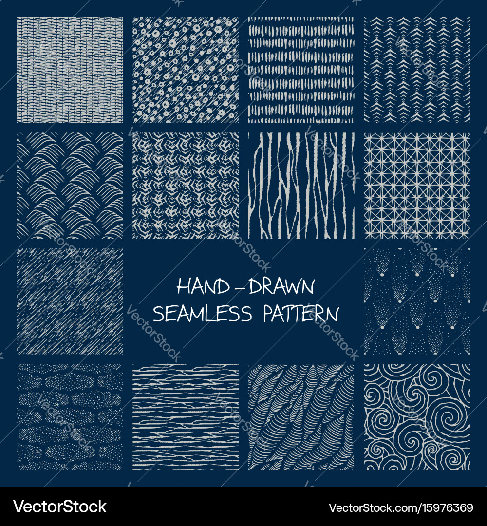 Set of hand drawn marker and ink patterns vector image