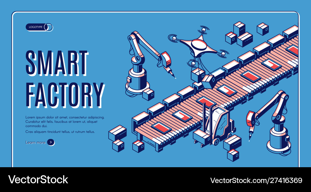 Smart Factory Automation - Isometric Banner vector image