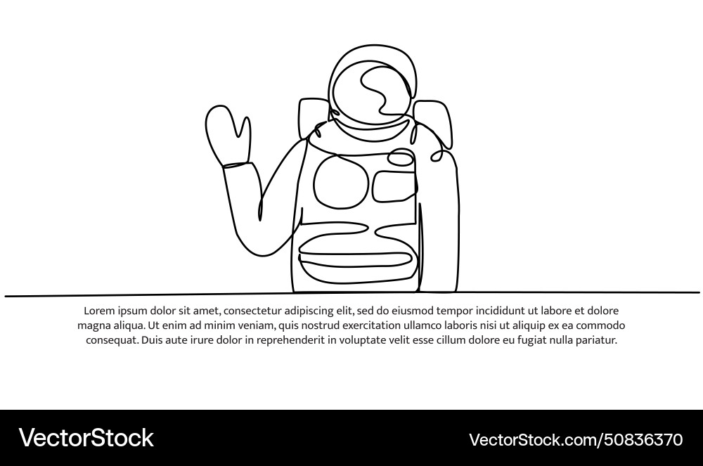 Continuous line design of spaceman travel concept Vector Image
