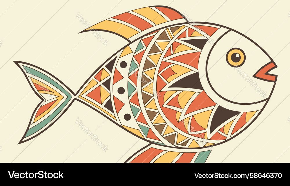Stylized fish with intricate patterns design Vector Image