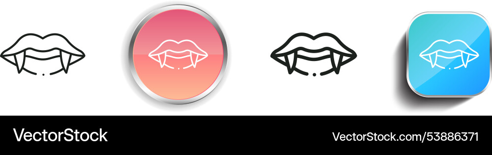 Fangs icon thin linear regular and button style vector image
