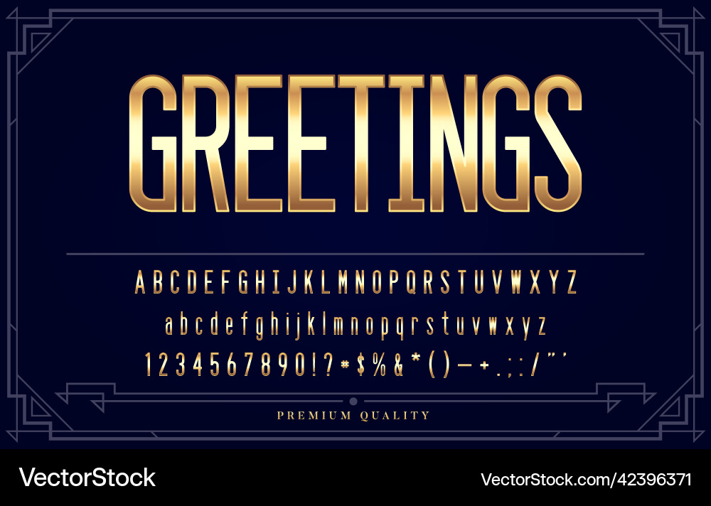 Gold metallic font set letters numbers Vector Image
