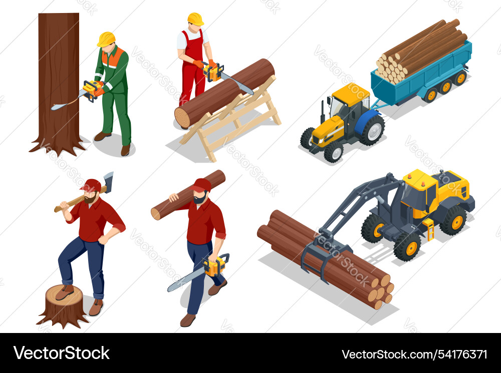 Isometric log loader loading equipment Isometric log loader loading equipment vector image