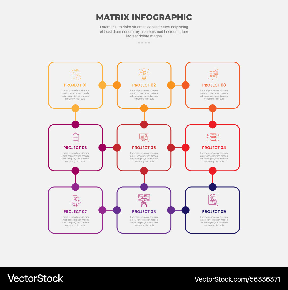 Matrix grid structure infographic outline style Vector Image