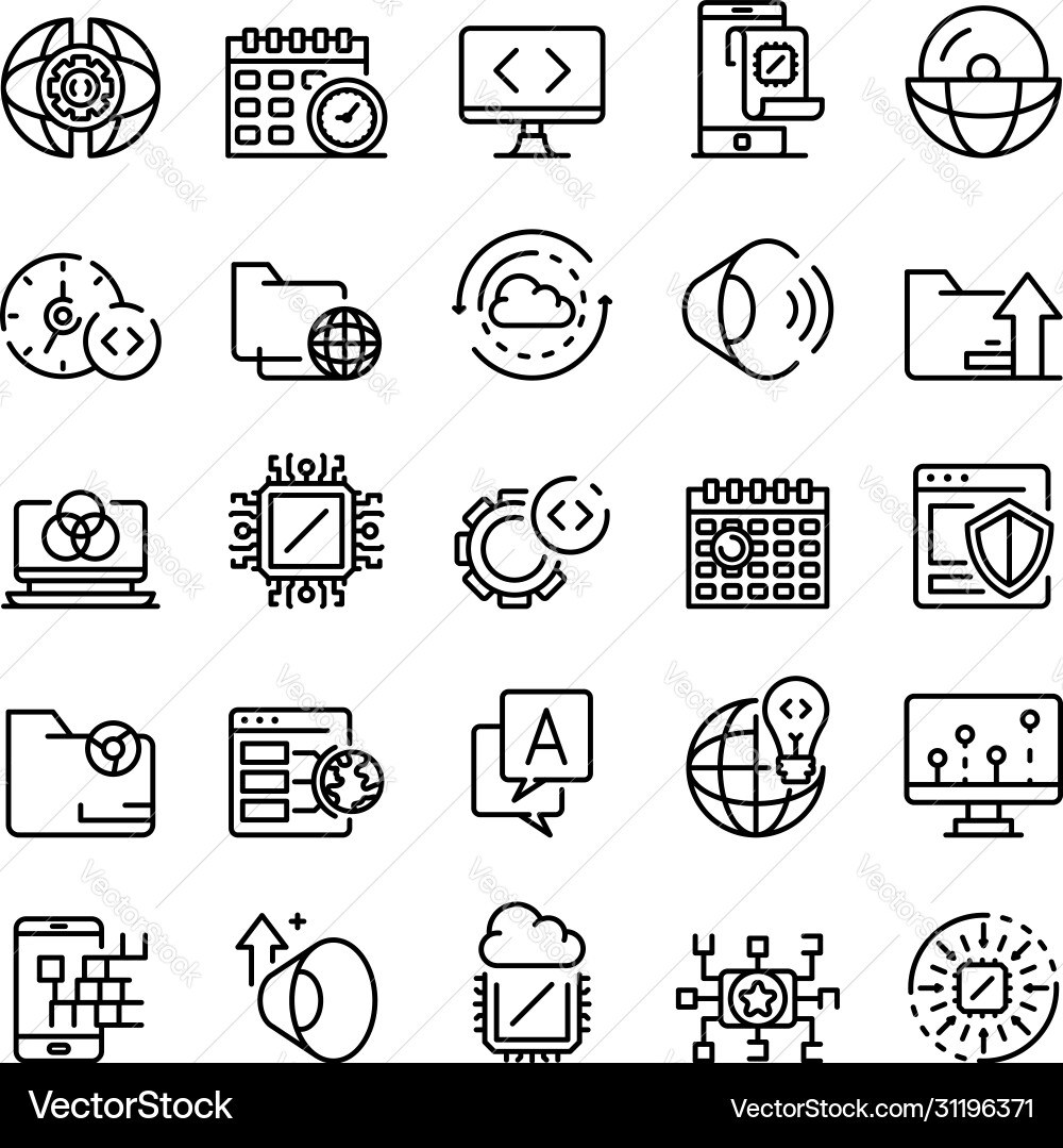 Operating system icons set outline style Operating system icons set outline style vector image