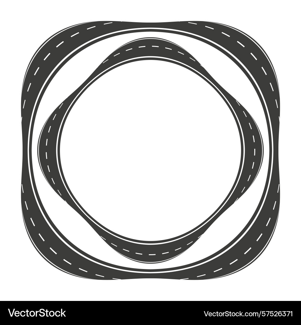 Rounded loop frame overlapping path icon abstract vector image