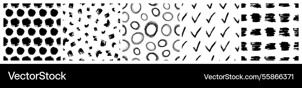 Set of seamless patterns with scribble smears Set of seamless patterns with scribble smears vector image