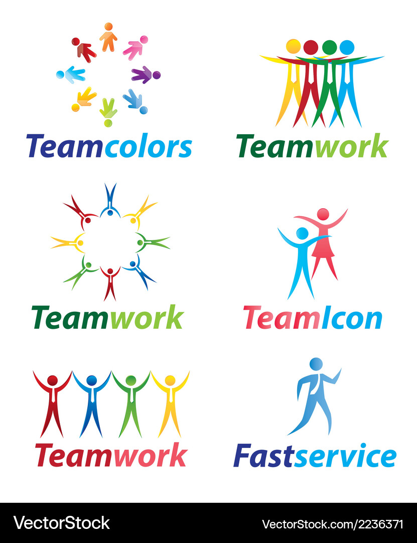 Teamwork icons with people in signal unity Vector Image