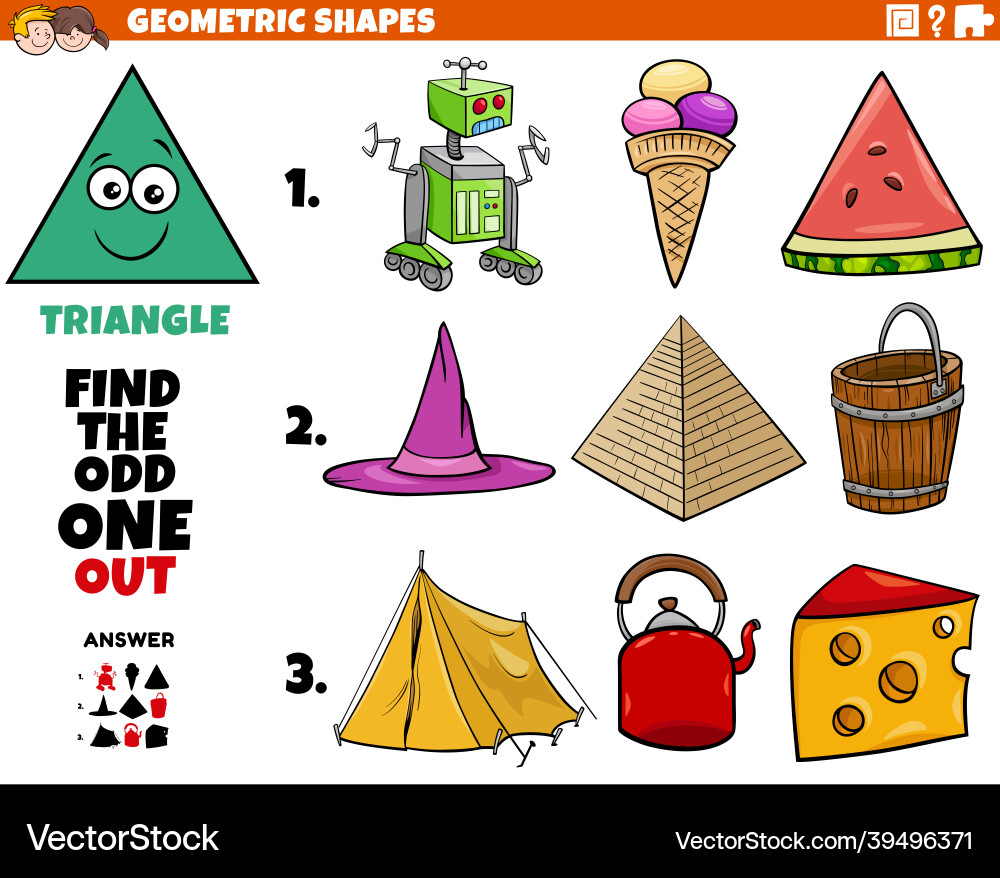 Triangle shaped objects educational task Vector Image