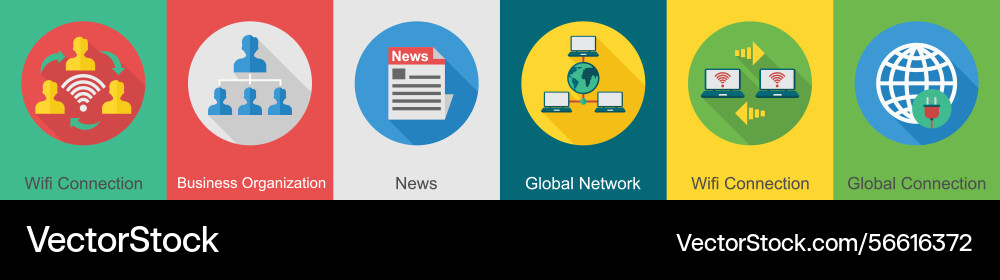 A set of 6 communication icons as wifi connection Vector Image
