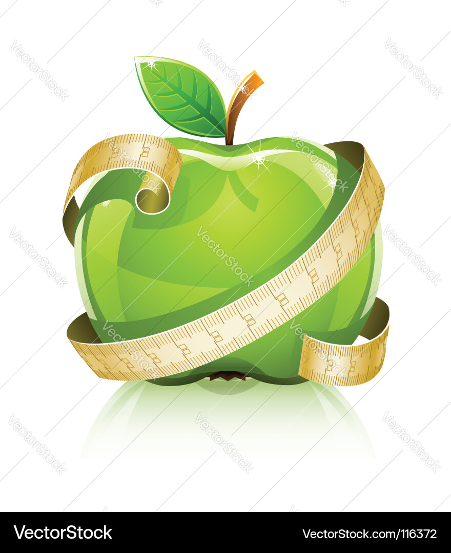 Apple with Measuring Tool vector image