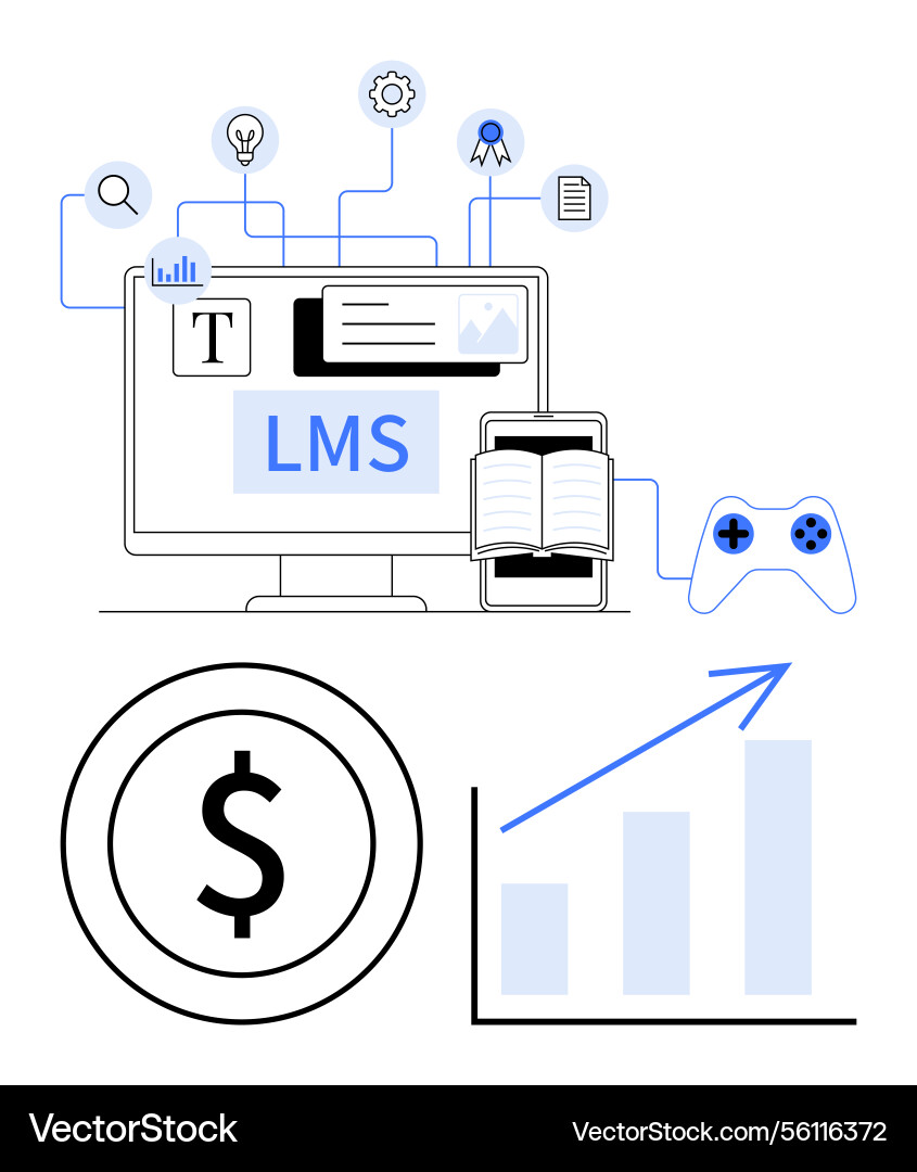 Learning management system with interactive tools Learning management system with interactive tools Vector Image