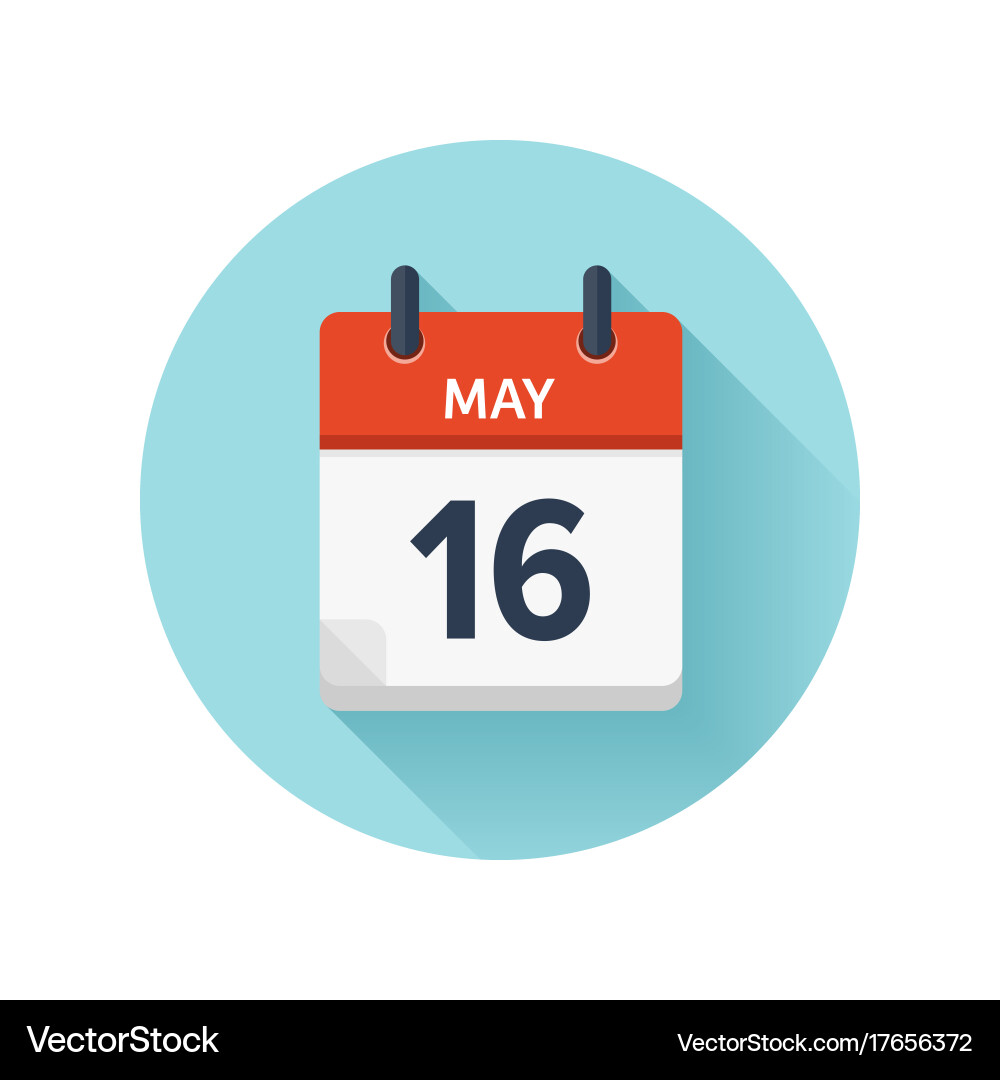 May 16 flat daily calendar icon date Royalty Free Vector