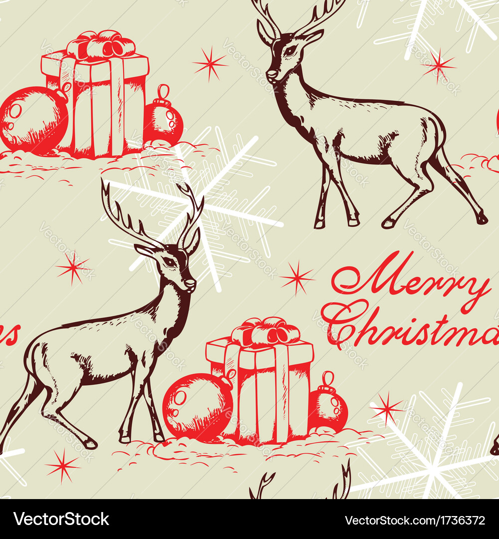 Seamless pattern with deer Vector Image
