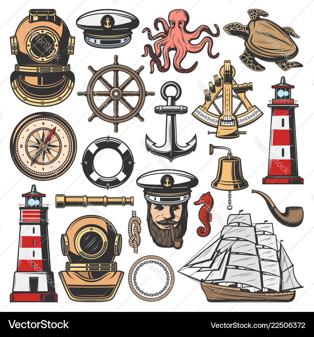 Seefahrer Icons Vektorbild