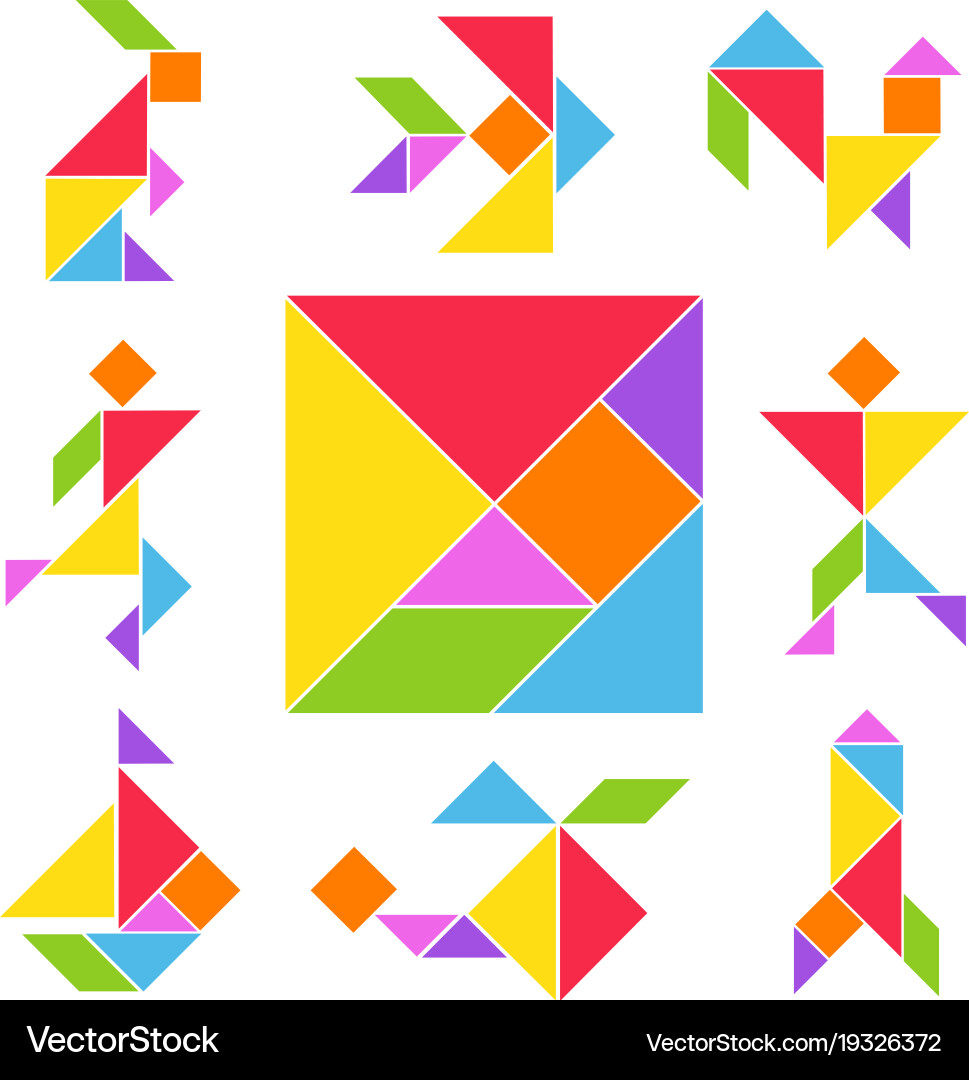 Tangram Puzzle Set Vector Image