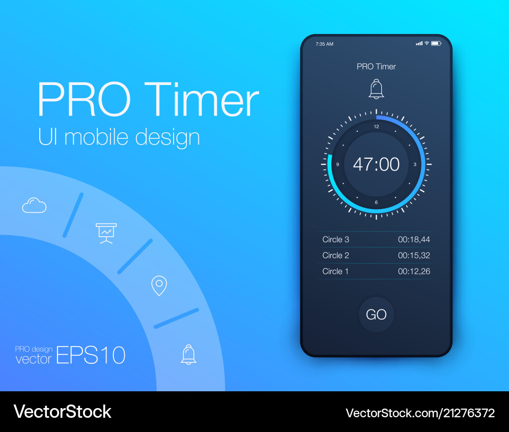 Timer application ui design concept Timer application ui design concept vector image