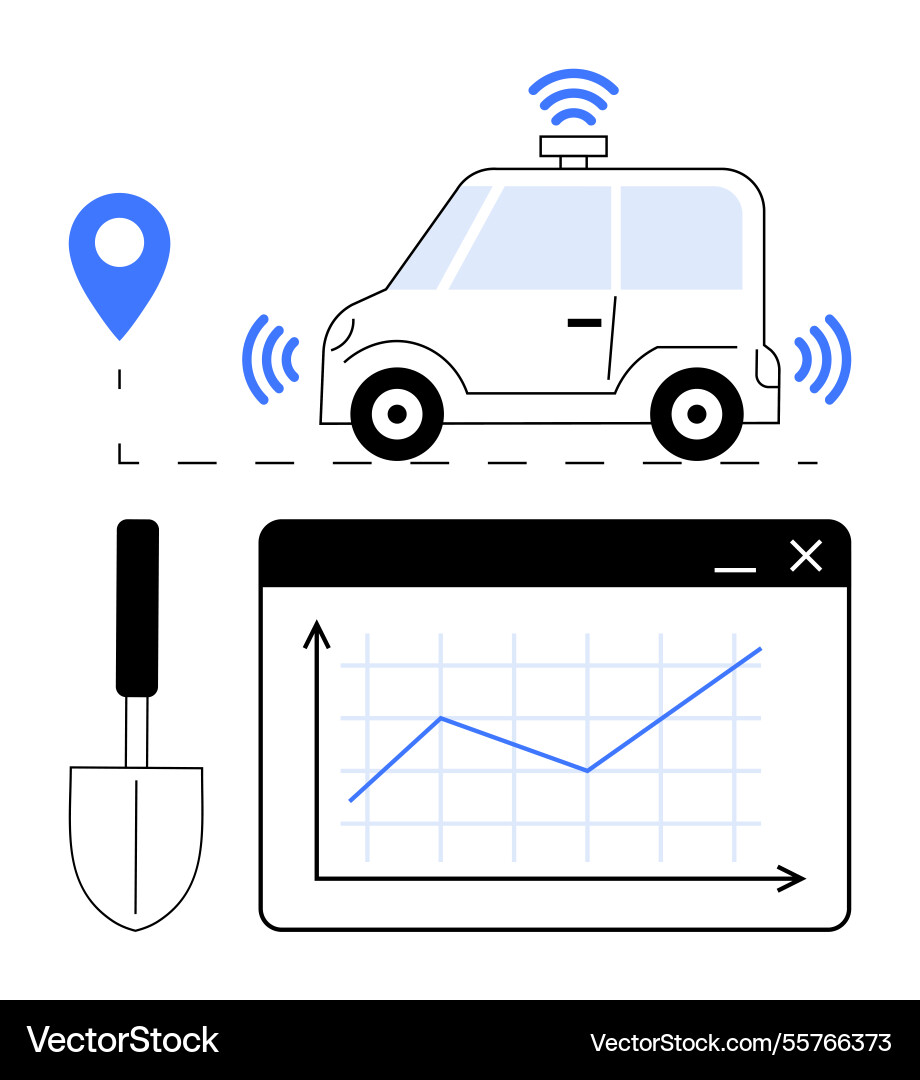 Autonomous vehicle monitoring with gps navigation Autonomous vehicle monitoring with gps navigation vector image
