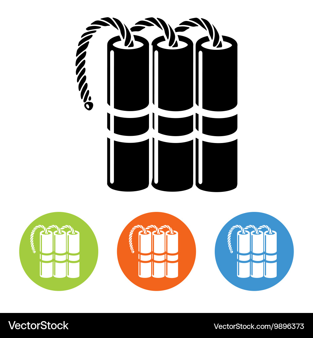 Flat dynamit with fuse icons vector image