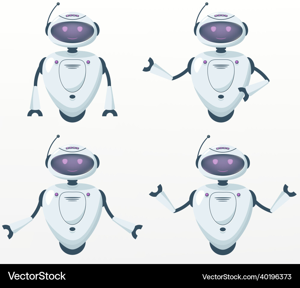 Robot character in different poses vector image