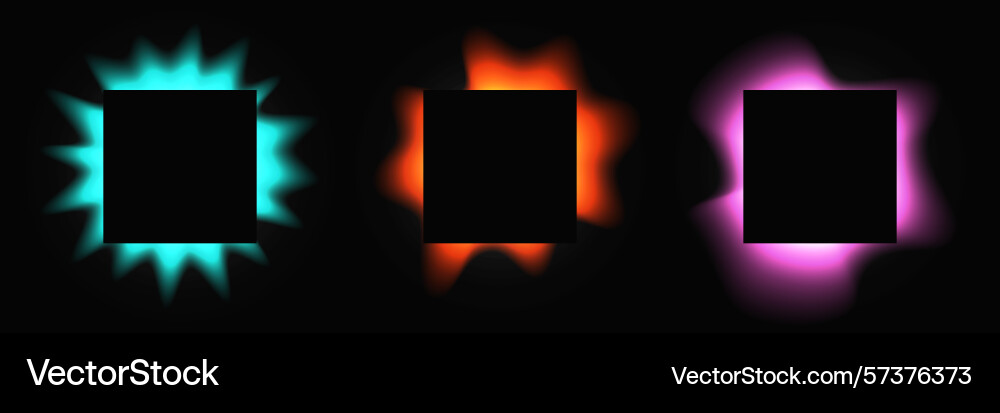 Set of square illuminate light frames Set of square illuminate light frames vector image
