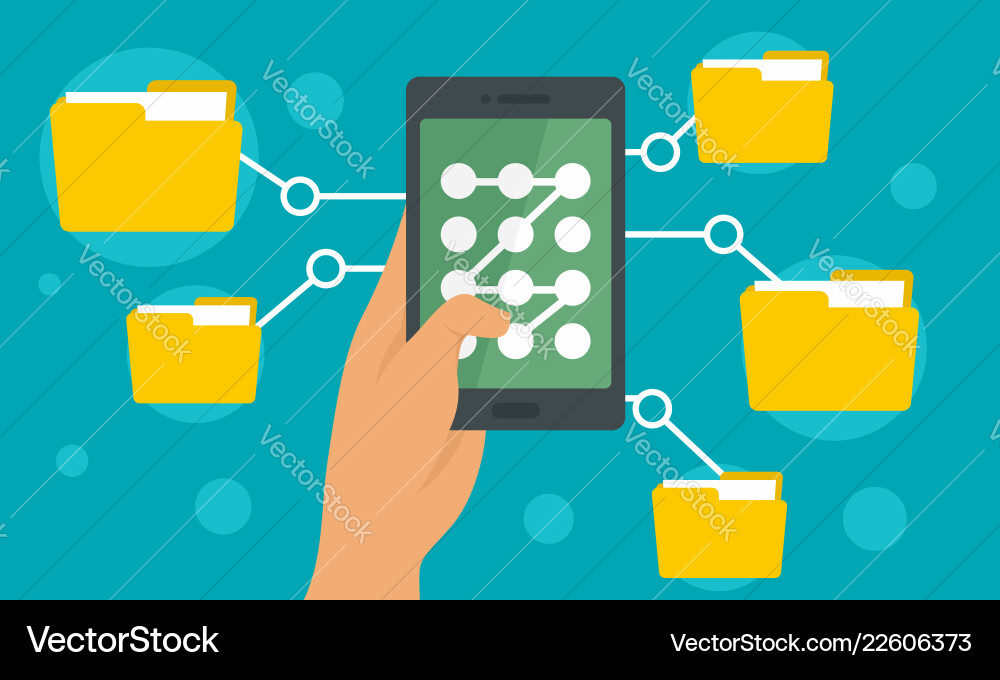 Smartphone file folder concept background flat Smartphone file folder concept background flat vector image