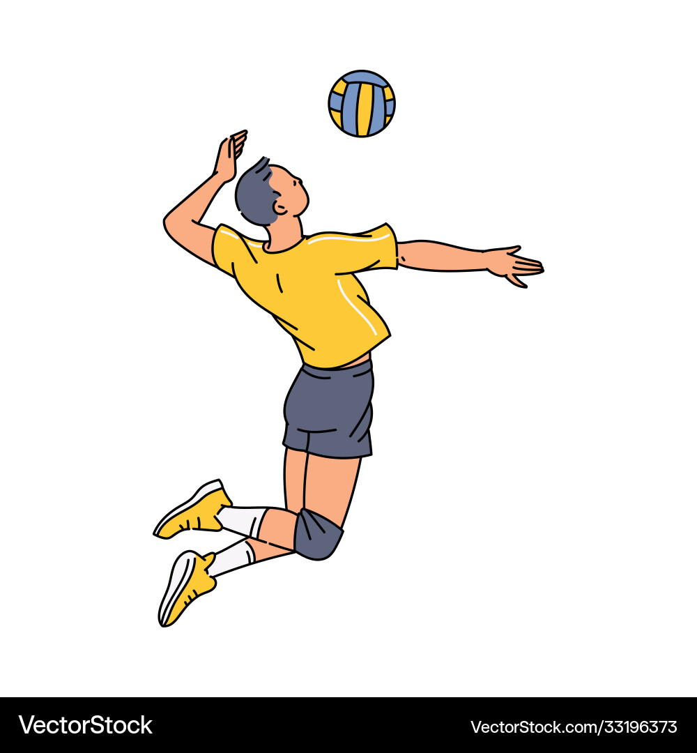 Volleyball player man jumping serving ball sketch Vector Image