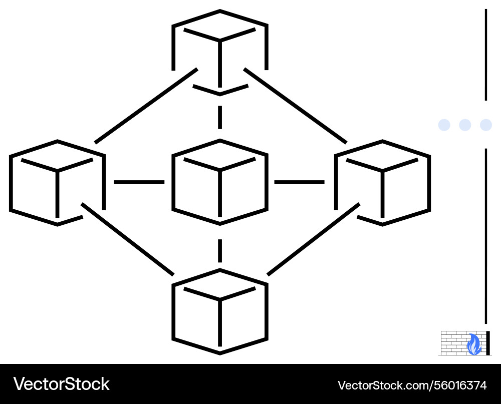 Blockchain network structure with interconnected Blockchain network structure with interconnected vector image