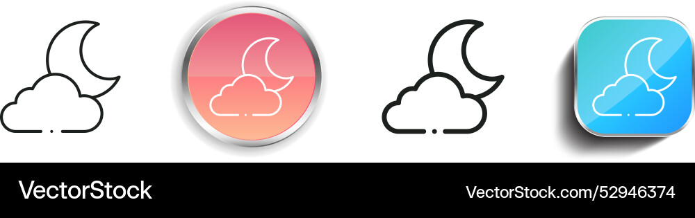 Cloudy icon thin linear regular and button style Vector Image