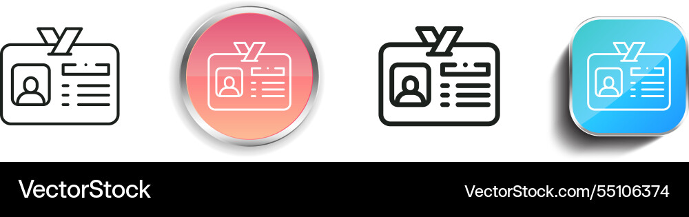 Id card icon thin linear regular and button style Id card icon thin linear regular and button style vector image