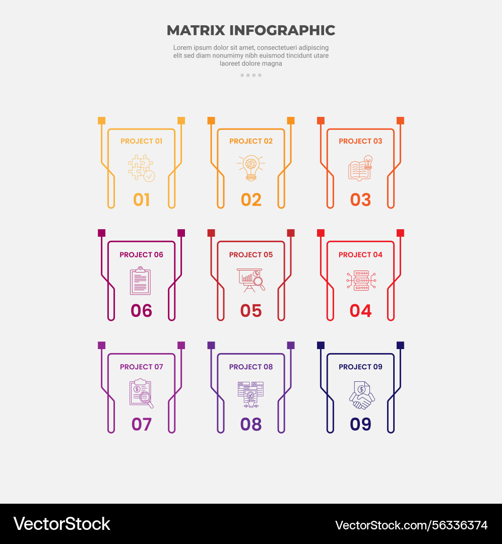 Matrix grid structure infographic outline style Matrix grid structure infographic outline style vector image