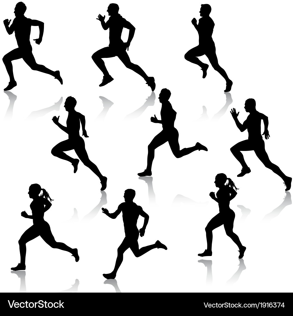 Running Silhouettes - Athletic People Vector Image