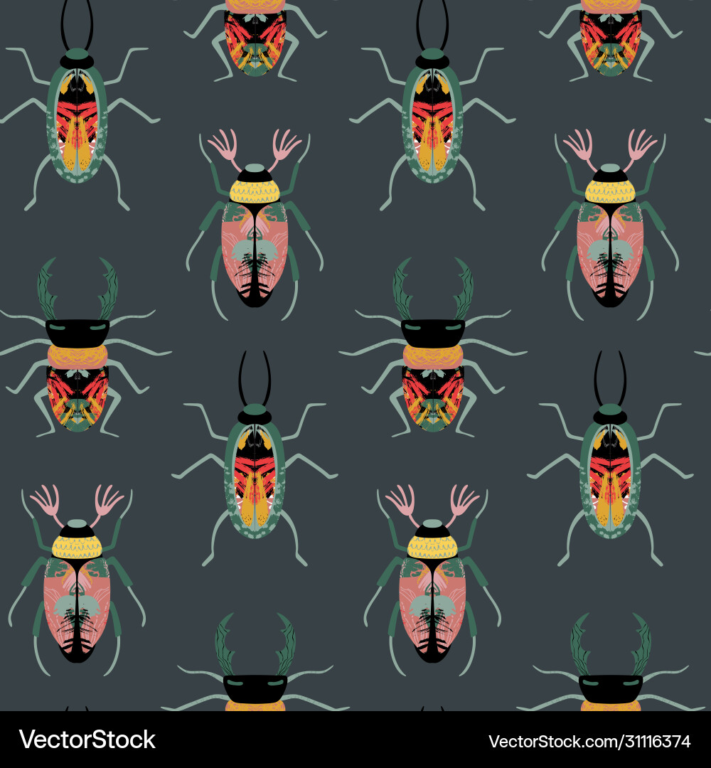 Seamless pattern with colorful insects Seamless pattern with colorful insects vector image