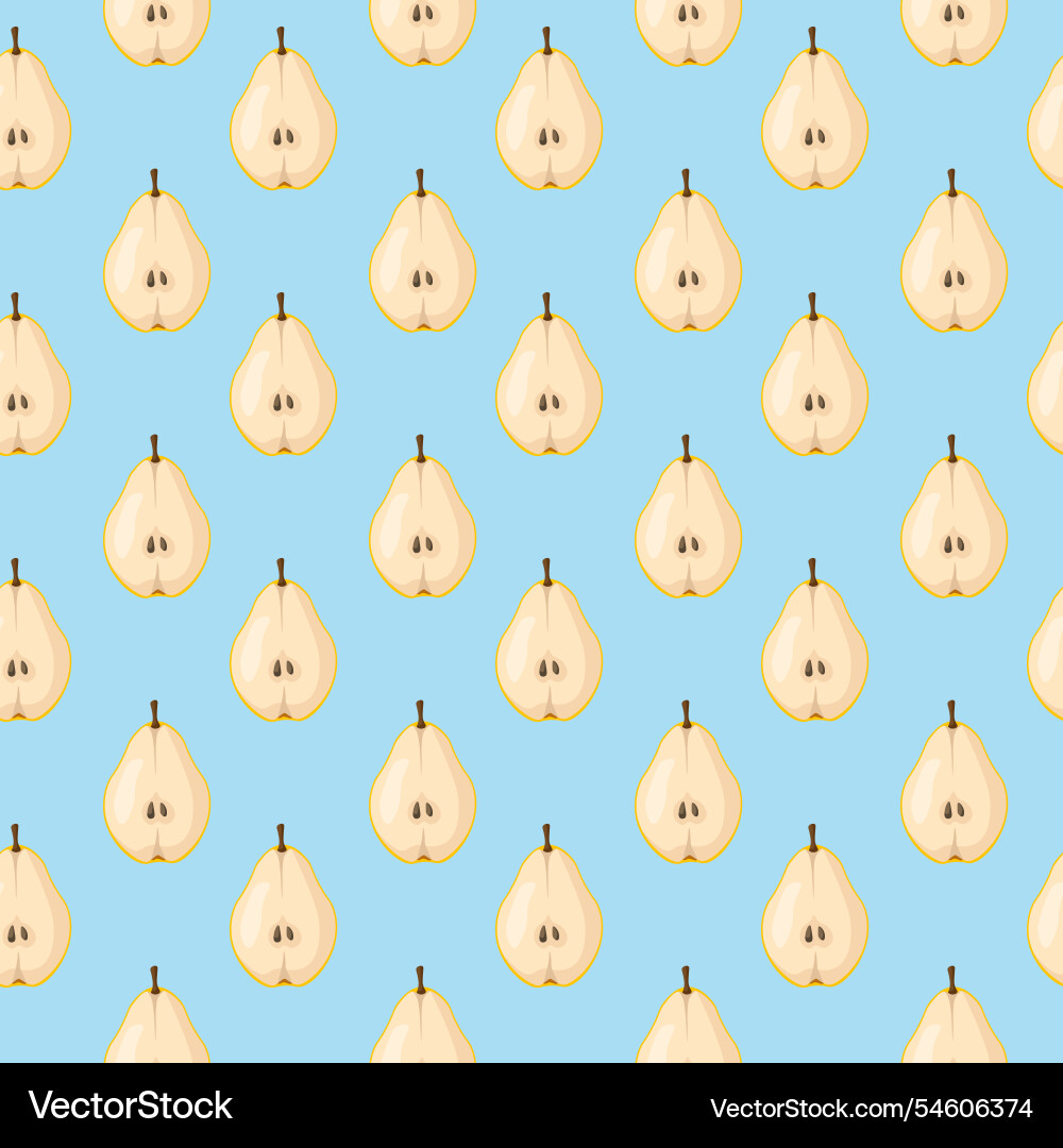 Seamless pattern with pear on blue background Vector Image