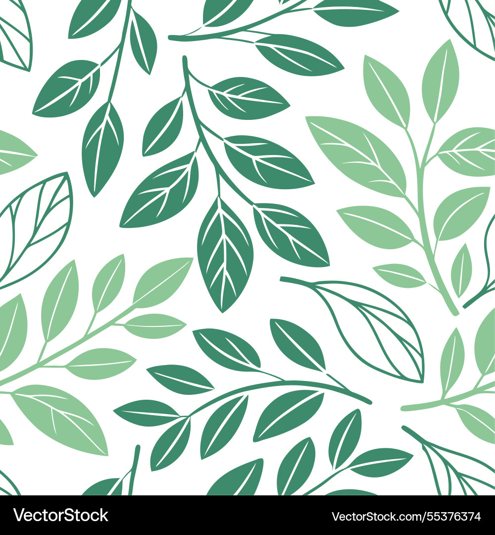 Spring leaves seamless pattern with soft vector image