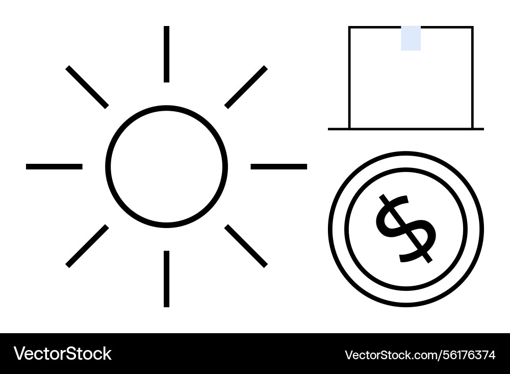 Sun with dollar coin and voting box representing Sun with dollar coin and voting box representing Vector Image