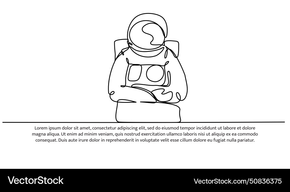 Continuous line design of spaceman travel concept Vector Image