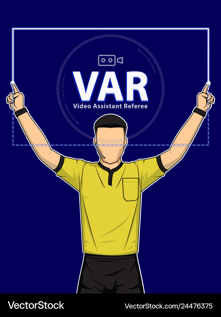 Football referee shows video assistant referees vector image