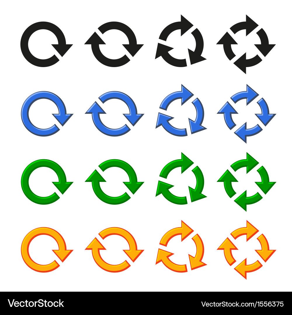 Four arrow rotation set Royalty Free Vector Image