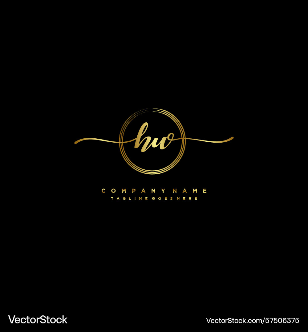 Hw initial handwriting logo with circular wave Hw initial handwriting logo with circular wave Vector Image