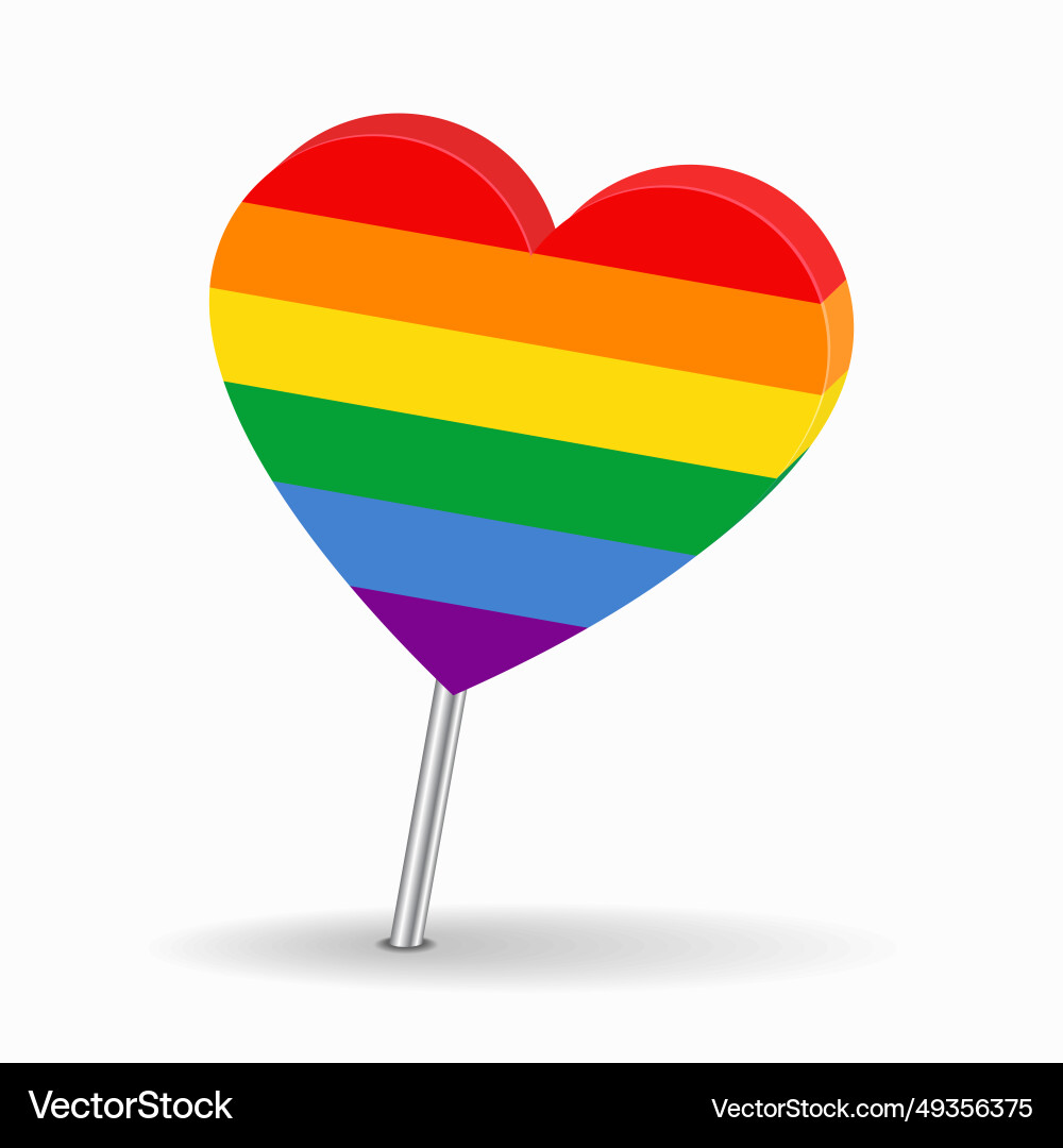 Lgbt pride flag heart-shaped map pointer layout vector image