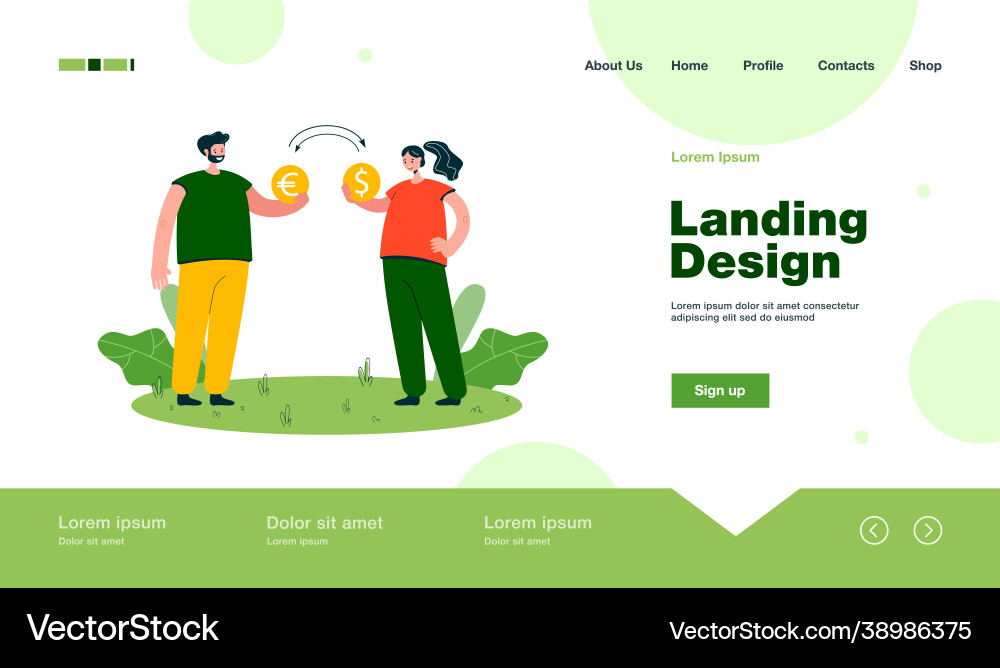 Man and woman exchanging money Royalty Free Vector Image