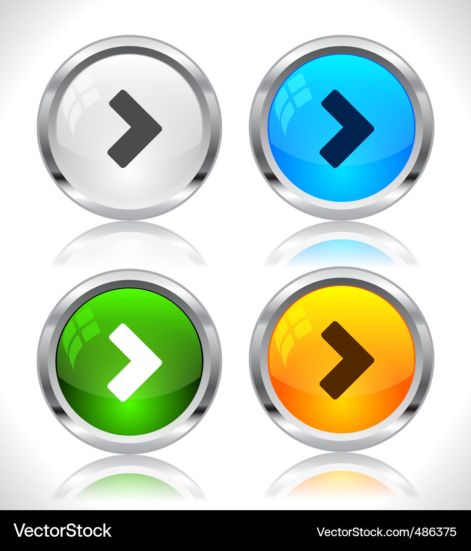 Metallic Web Buttons - Shiny Icons Vector Image