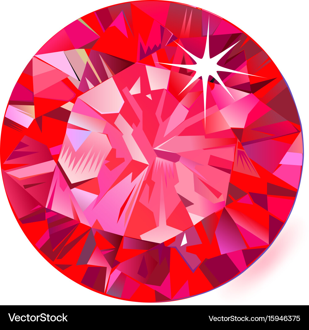 Ruby Gemstone Top View vector image