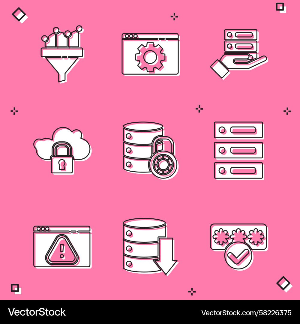 Sales Funnel & Data Security Icons Vector Image