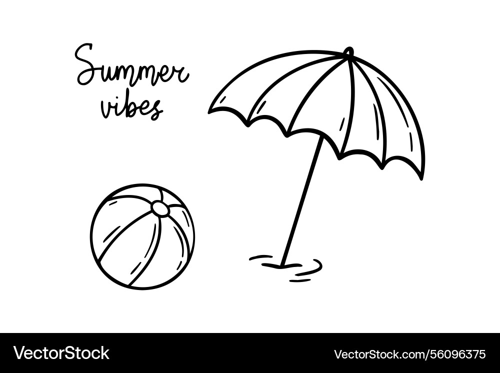 Sonnenschirm und Strandball Sommer Vibes Ikone Sonnenschirm und Strandball Sommer Vibes Ikone vektorbild
