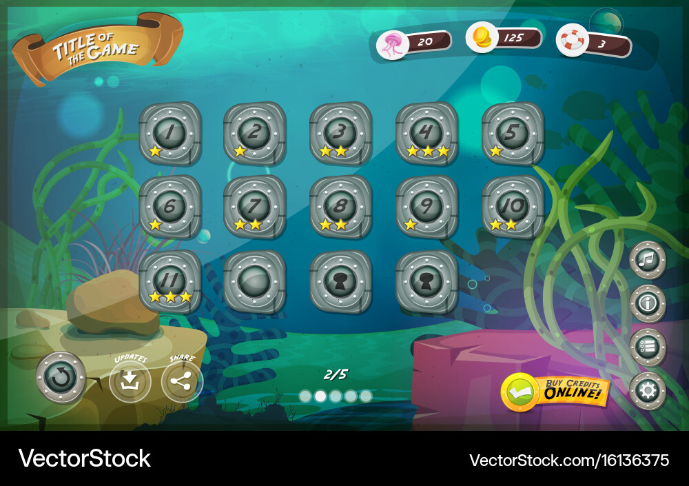 Underwater Game UI - Tablet Style Vector Image
