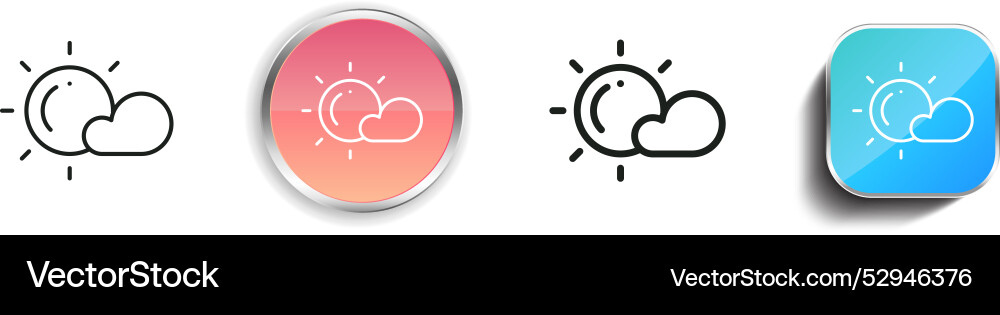 Cloudy icon thin linear regular and button style vector image